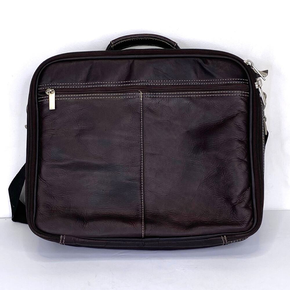 Maroon Leather Laptop Bag Vintage Latico Briefcase Travel File Organize Business - Picture 3 of 12